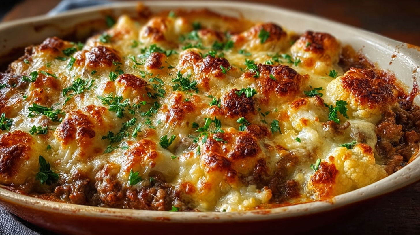 Gratin de viande hachée sans gluten dans un plat familial