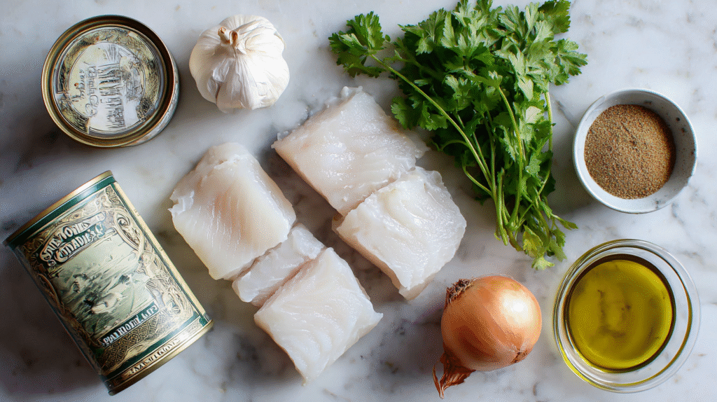 Ingrédients sans gluten pour blanquette de poisson au lait de coco