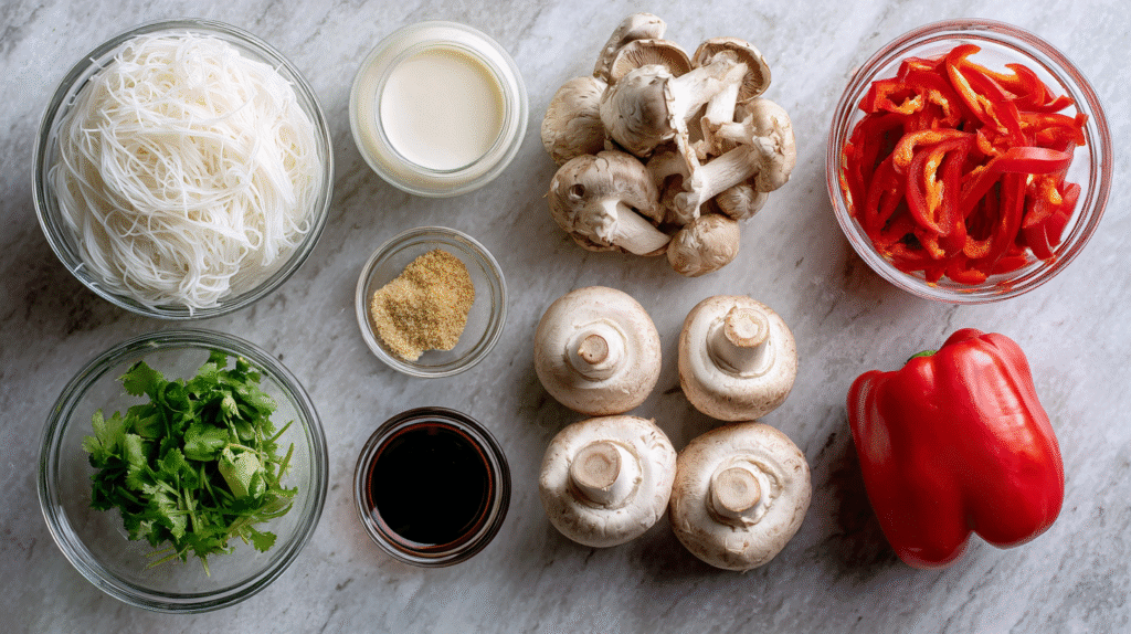 Ingrédients sans gluten pour curry thaï de nouilles