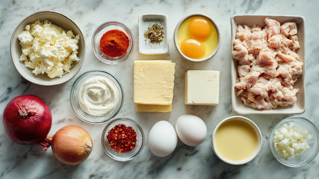 ingrédients pour mini quiches au poulet sans pâte