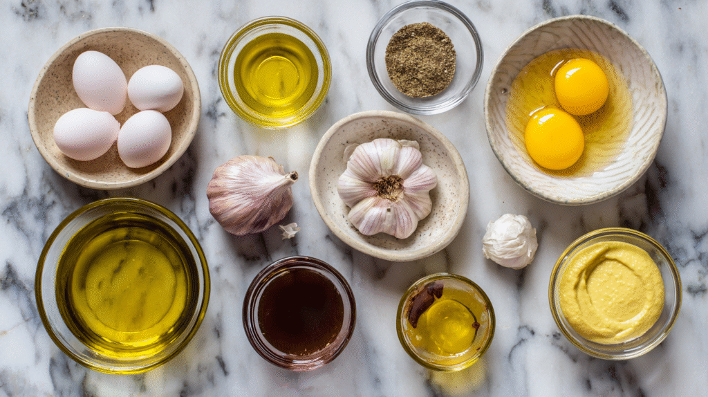 ingrédients sans gluten pour sauce aïoli marseillaise