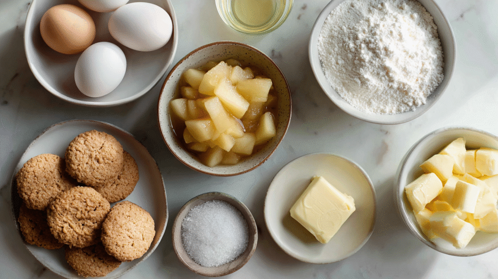 Ingrédients pour soufflés pommes poires et biscuits sans gluten