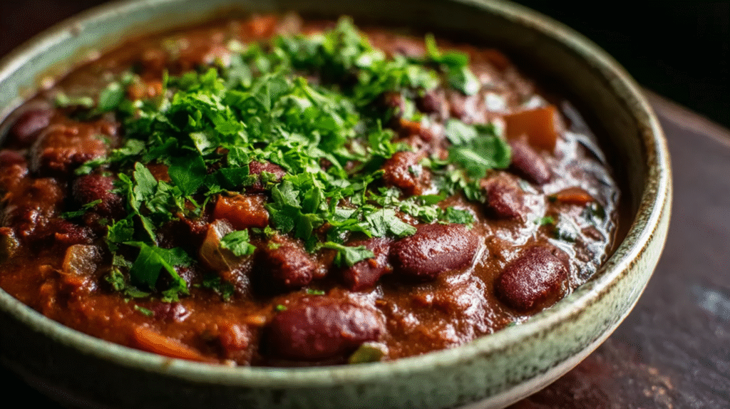 Mafé aux haricots rouges servi avec riz basmati et citron