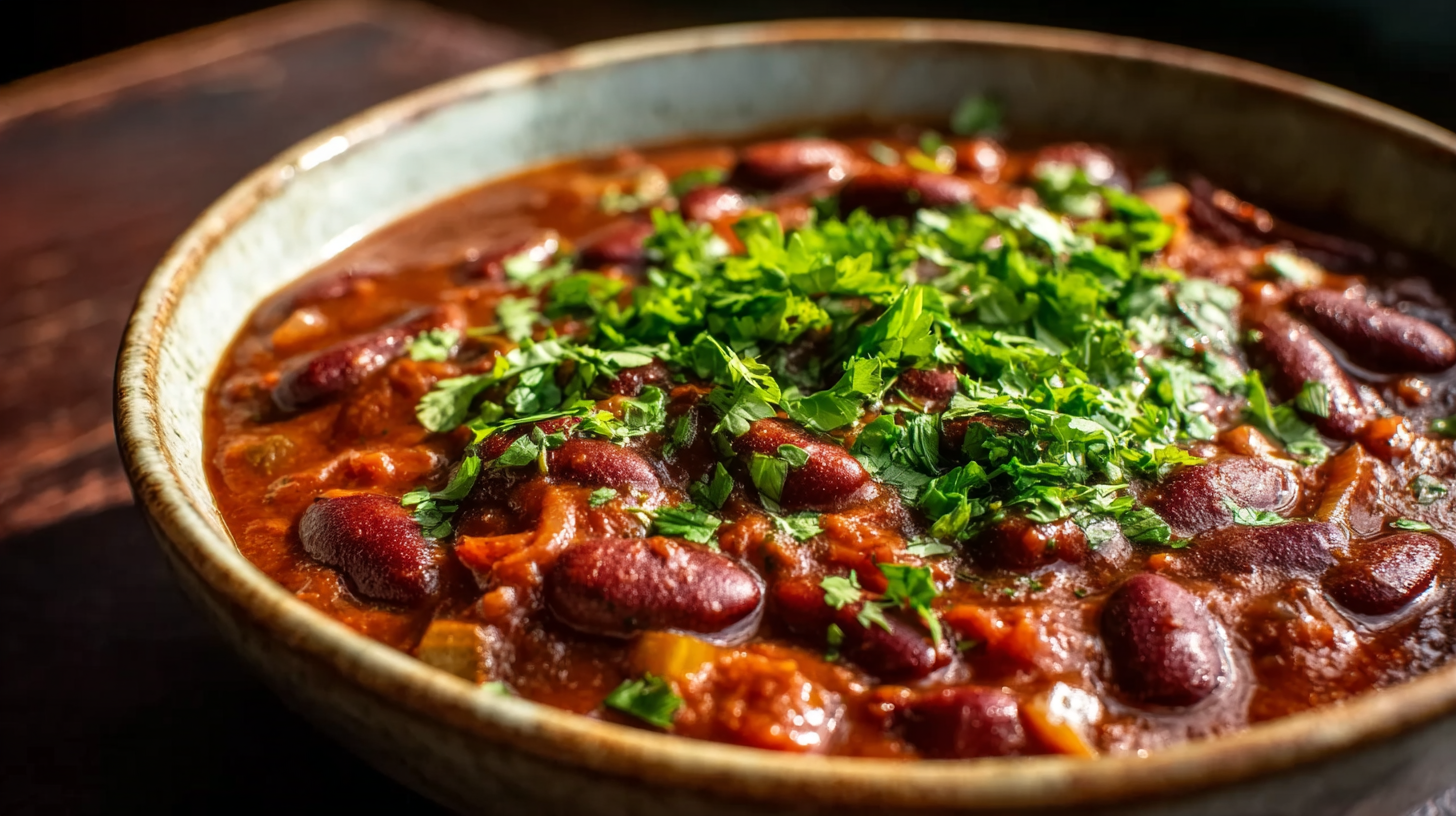Plat de mafé aux haricots rouges servi chaud et sans gluten