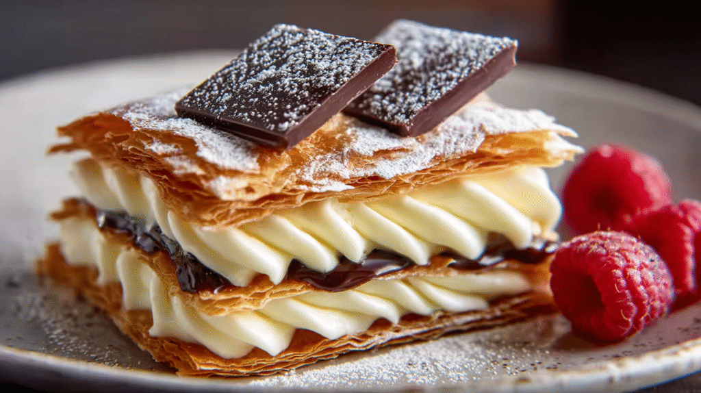 Part de Millefeuille Crousti-Fondant sans gluten servie