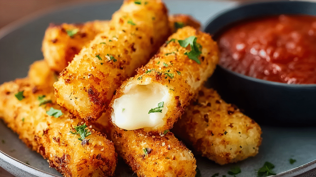 Mozza sticks au airfryer servis avec sauces