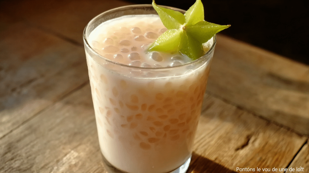Dressage des perles du Japon au lait de coco en verrine