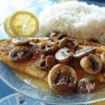 Sole meunière aux champignons sans gluten servie avec riz et citron