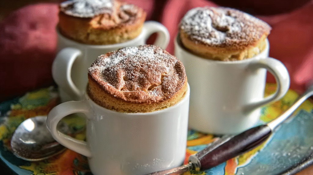 Soufflés pommes poires et biscuits servis tièdes