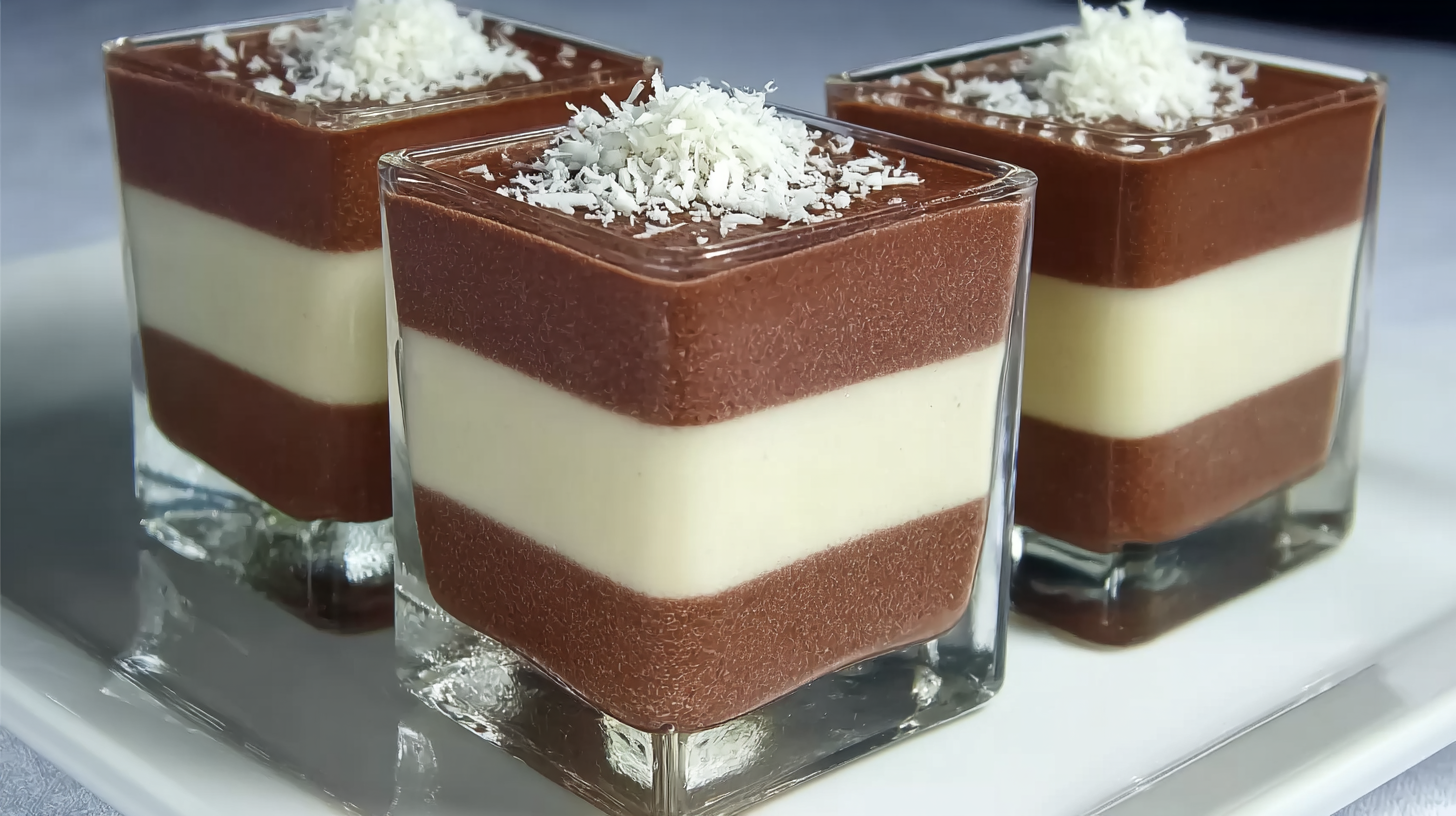 Verrines 3 chocolats sans gluten présentées en couches élégantes